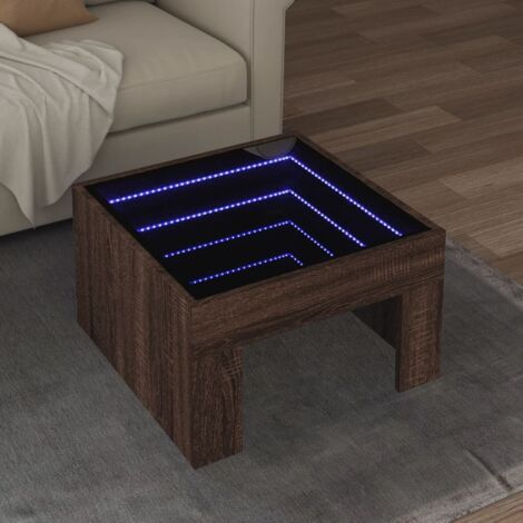 vidaXL Tavolino da Salotto con LED Infinity Rovere Marrone 50x50x30 cm