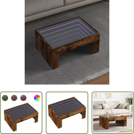 vidaXL Tavolino da salotto con luci RGB -  Tavolino da Salotto con LED Infinity Rovere Fumo 70x50x30 cm