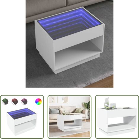 vidaXL Tavolino da salotto con specchio Infinity -  Tavolino da Salotto con LED Infinity Bianco 70x50x50 cm