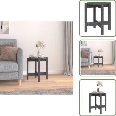 - vidaXL Tavolino da Salotto Grigio Ø 42,5x45 cm Legno Massello di Pino -