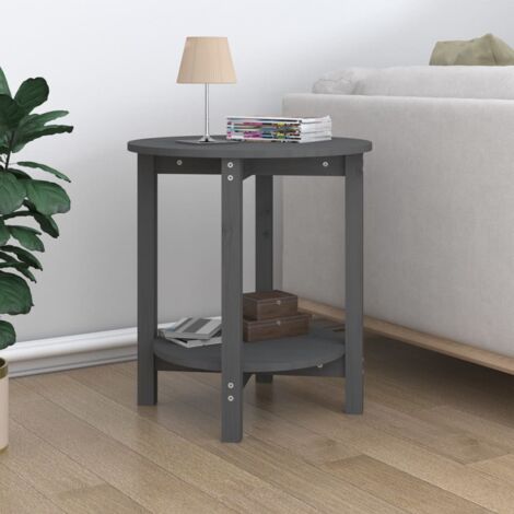 vidaXL Tavolino da Salotto Grigio Ø 55x60 cm in Legno Massello di Pino