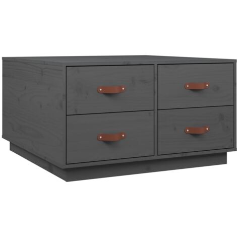 vidaXL Tavolino da Salotto Grigio 80x80x45 cm Legno Massello di Pino