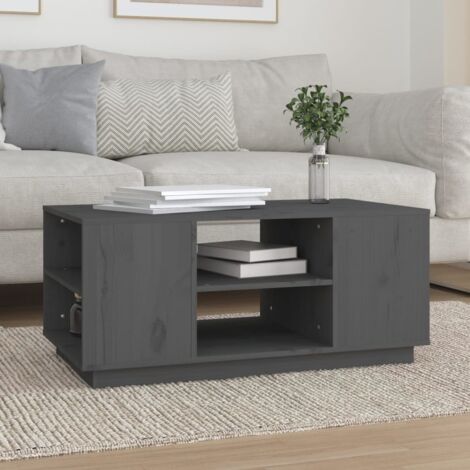 vidaXL Tavolino da Salotto Grigio 90x49x40,5 cm Legno Massello di
