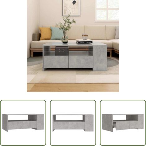 vidaXL Tavolino da salotto grigio cemento -  Tavolino Salotto Grigio Cemento 102x55x42 cm Legno Compensato