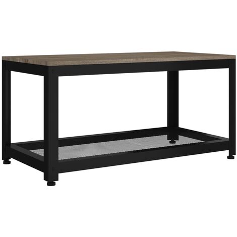 vidaXL Tavolino da Salotto Grigio e Nero 90x45x45 cm in MDF e Ferro