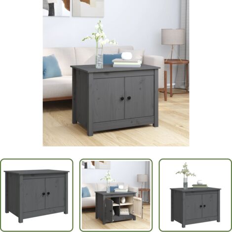 vidaXL Tavolino da salotto grigio -  Tavolino da Salotto Grigio 71x49x55cm in Legno Massello di Pino