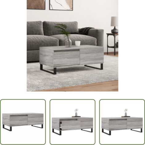 vidaXL Tavolino da salotto grigio -  Tavolino Salotto Grigio Sonoma 90x50x36,5 cm Legno Multistrato