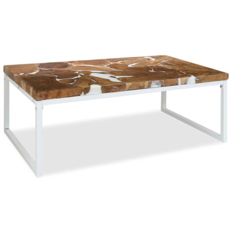 vidaXL Tavolino da Salotto in Legno di Teak e Resina 110x60x40 cm