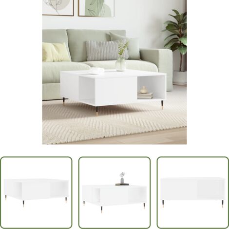 vidaXL Tavolino da salotto in legno multistrato -  Tavolino da Salotto Bianco 80x80x36,5 cm in Legno Multistrato