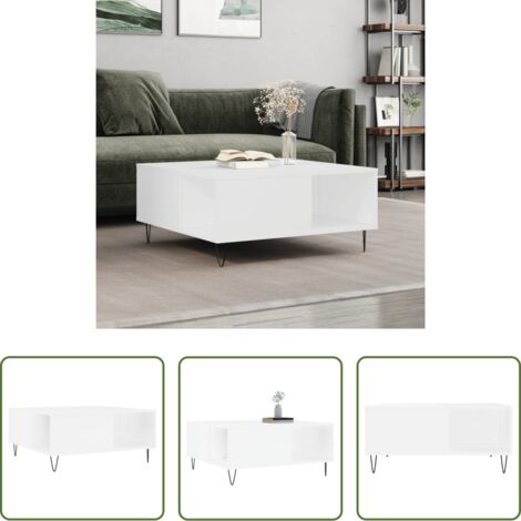 vidaXL Tavolino da salotto in legno multistrato - Tavolino da Salotto Bianco 80x80x36,5 cm in Legno Multistrato
