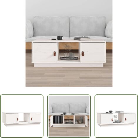 vidaXL Tavolino da salotto moderno -  Tavolino da Salotto Bianco 100x50x35 cm Legno Massello di Pino