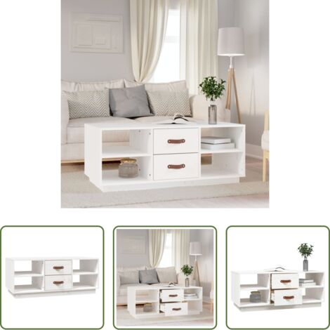 vidaXL Tavolino da salotto moderno -  Tavolino da Salotto Bianco 100x50x41 cm Legno Massello di Pino