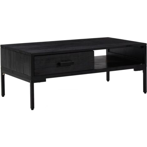 vidaXL Tavolino da Salotto Nero 90x50x35 cm in Legno Massello di Pino