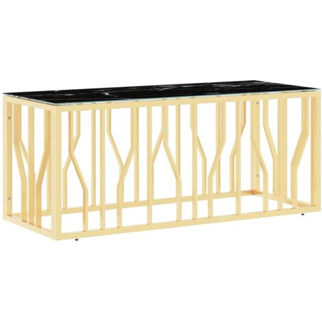 vidaXL Tavolino da Salotto Oro110x45x45 cm in Acciaio Inox e Vetro