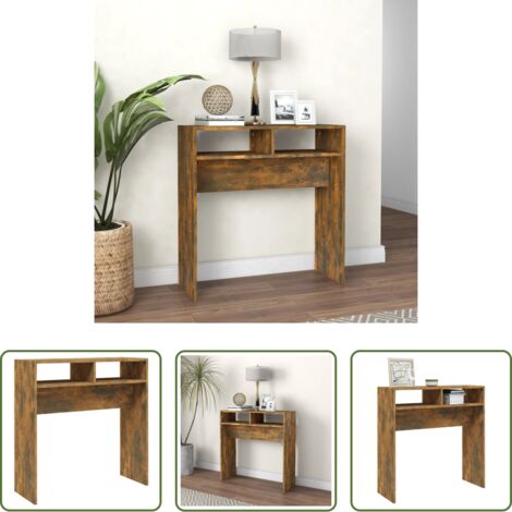 vidaXL Tavolino da salotto -  Tavolino Consolle Rovere Fumo 78x30x80 cm in Legno Multistrato
