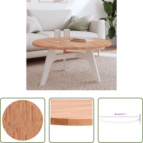 vidaXL Tavolino da soggiorno -  Piano per Tavolo Ø90x2,5 cm Rotondo in Legno Massello di Faggio