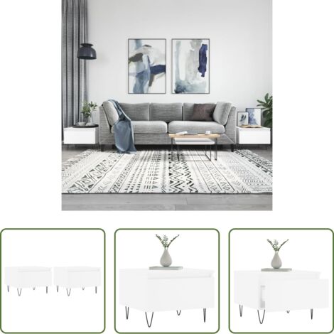 vidaXL Tavolino da soggiorno -  Tavolini da Salotto 2pz Bianchi 50x46x35cm in Legno Multistrato