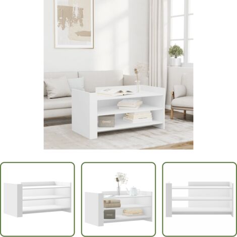 vidaXL Tavolino da soggiorno - Tavolino da Salotto Bianco 100x50x50 cm in Legno Multistrato