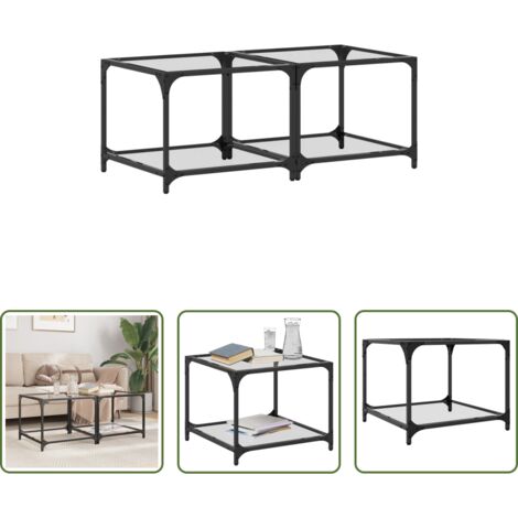 vidaXL Tavolino da soggiorno -  Tavolino Salotto con Piano Vetro Trasparente 50x50x40cm Acciaio