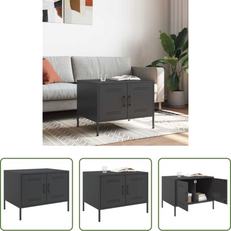vidaXL Tavolino da tè con piedini regolabili -  Tavolino da Salotto Nero 68x50x50,5 cm in Acciaio