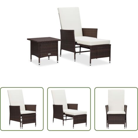 vidaXL Tavolino da tè -  Set Divani da Giardino 2 pz con Cuscini in Polyrattan Marrone