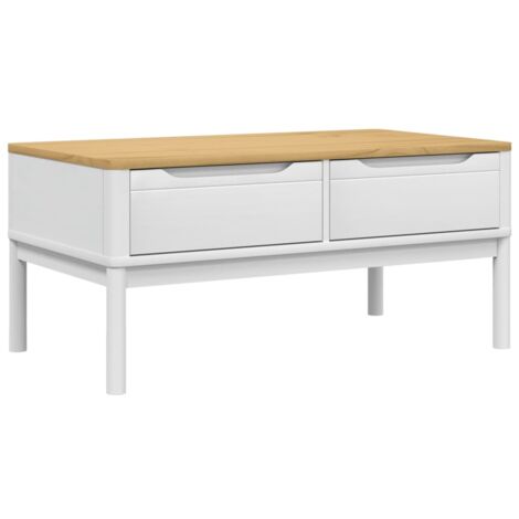 vidaXL Tavolino FLORO Bianco 99x55,5x45 cm in Legno di Pino