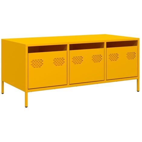 vidaXL Tavolino Giallo 101,5x50x43,5 cm Acciaio Laminato a Freddo