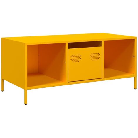 vidaXL Tavolino Giallo 101,5x50x43,5 cm Acciaio Laminato a Freddo