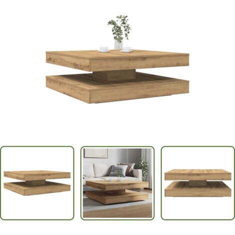 vidaXL Tavolino girevole -  Tavolino da Caffè Girevole a 360 Gradi Artigianale 90x90x34,5cm