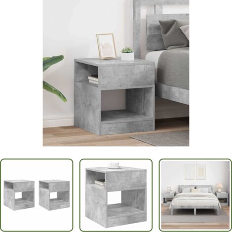 vidaXL Tavolino grigio cemento -  Tavolino 2 pcs Grigio cemento 40,5 x 40 x 45 cm
