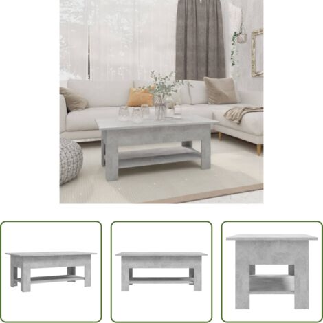 vidaXL Tavolino grigio cemento -  Tavolino da Salotto Grigio Cemento 102x55x42 cm in Truciolato