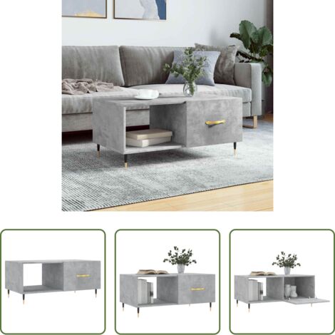 vidaXL Tavolino grigio cemento -  Tavolino da Salotto Grigio Cemento 90x50x40cm Legno Multistrato