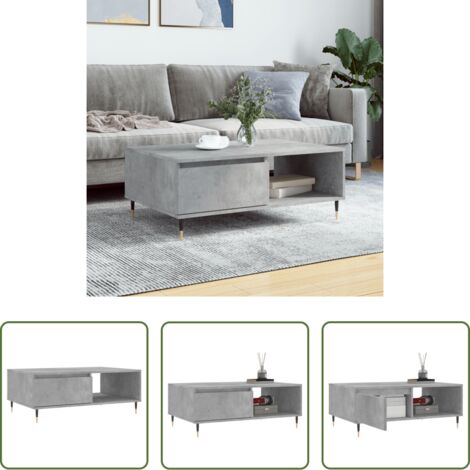 vidaXL Tavolino grigio cemento -  Tavolino da Salotto Grigio Cemento 90x60x35cm Legno Multistrato
