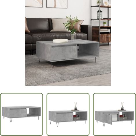 vidaXL Tavolino grigio cemento -  Tavolino da Salotto Grigio Cemento 90x60x35cm Legno Multistrato