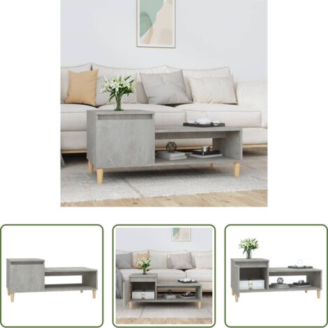 vidaXL Tavolino grigio cemento -  Tavolino Salotto Grigio Cemento 100x50x45 cm Legno Multistrato
