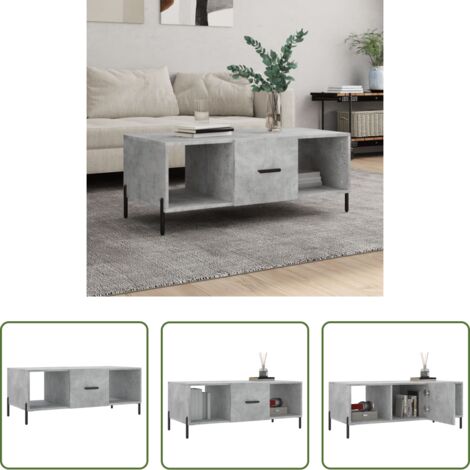 vidaXL Tavolino grigio cemento -  Tavolino Salotto Grigio Cemento 102x50x40 cm Legno Multistrato