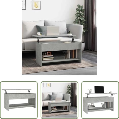 vidaXL Tavolino grigio cemento -  Tavolino Salotto Grigio Cemento 102x50x52,5cm Legno Multistrato