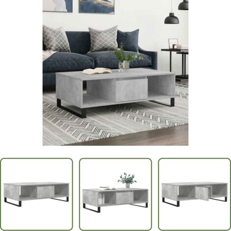 vidaXL Tavolino grigio cemento -  Tavolino Salotto Grigio Cemento 104x60x35 cm Legno Multistrato
