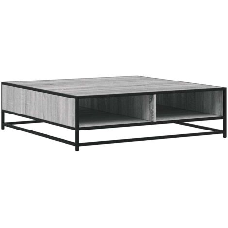 vidaXL Tavolino Grigio Sonoma 100x100x30 cm in Truciolato e Metallo
