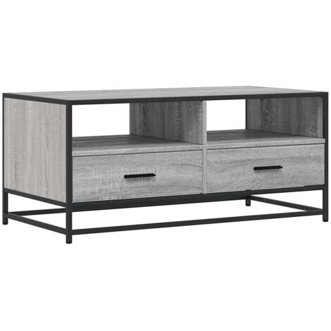vidaXL Tavolino Grigio Sonoma 100x50x45 cm Legno Multistrato e Metallo