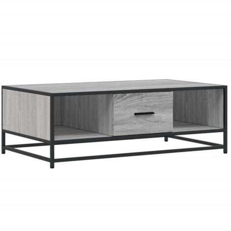 vidaXL Tavolino Grigio Sonoma 100x57x35 cm Legno Multistrato e Metallo