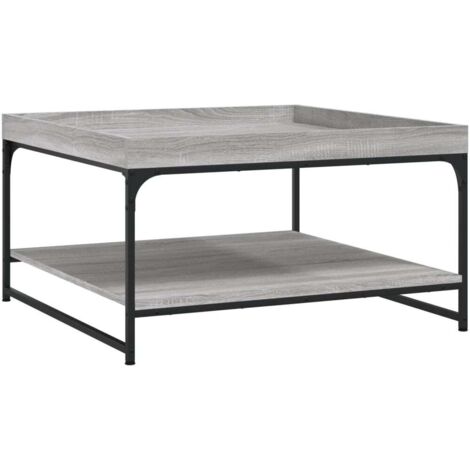 vidaXL Tavolino Grigio Sonoma 80x80x45 cm in Legno Multistrato e Ferro