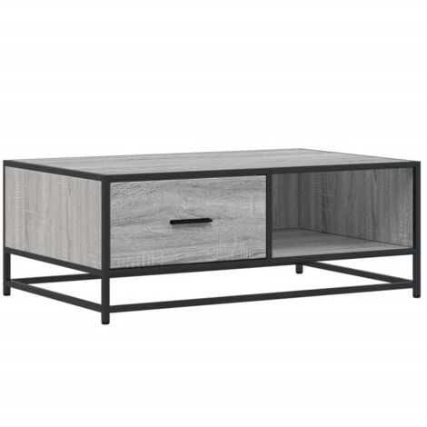 vidaXL Tavolino Grigio Sonoma 90x57x35 cm Legno Multistrato e Metallo