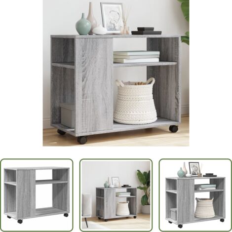 vidaXL Tavolino grigio sonoma -  Tavolino con Ruote Grigio Sonoma 70x35x60 cm in Truciolato