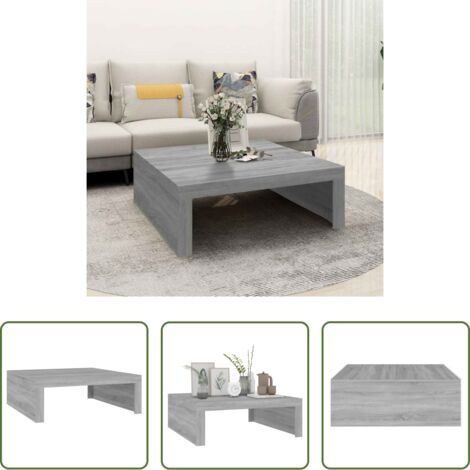 vidaXL Tavolino grigio sonoma -  Tavolino Salotto Grigio Sonoma 100x100x35 cm Legno Multistrato
