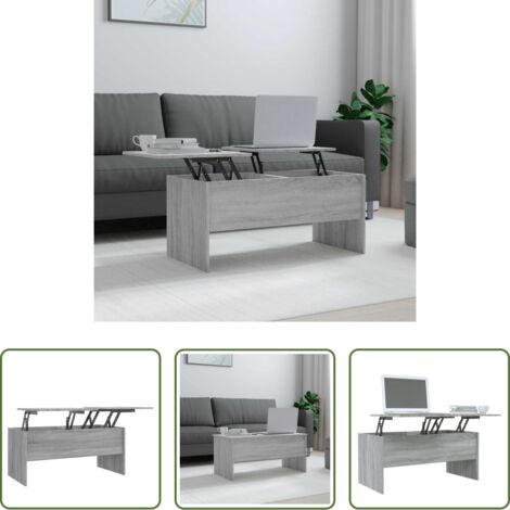 vidaXL Tavolino grigio -  Tavolino Grigio Sonoma 102x50,5x46,5 cm in Legno Multistrato