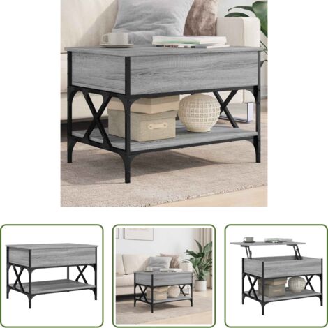 vidaXL Tavolino grigio -  Tavolino Salotto Grigio Sonoma 70x50x50 cm Multistrato Metallo