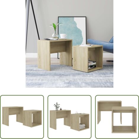 vidaXL Tavolino impilabile -  Set Tavolini Salotto Rovere Sonoma 48x30x45cm Legno Multistrato