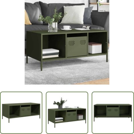 vidaXL Tavolino in acciaio laminato -  Tavolino Verde Oliva 101,5x50x43,5 cm Acciaio Laminato a Freddo