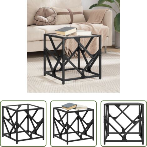 vidaXL Tavolino in acciaio -  Tavolini con Piano in Vetro Trasparente 2 pz 40x40x41cm Acciaio